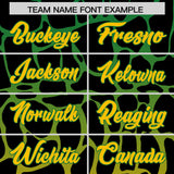 Custom Kelly Green Yellow Giraffe Graffiti Pattern Authentic Baseball Jersey