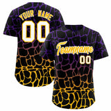 Custom Purple Gold Giraffe Graffiti Pattern Authentic Baseball Jersey