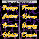 Custom Purple Gold Giraffe Graffiti Pattern Authentic Baseball Jersey