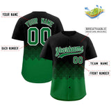 Custom Black Kelly Green Grid Blur Pattern Authentic Baseball Jersey