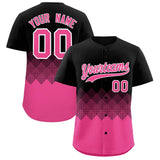 Custom Black Pink Grid Blur Pattern Authentic Baseball Jersey