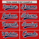 Custom Red Navy Grid Blur Pattern Authentic Baseball Jersey
