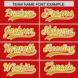 Custom Red Old Gold Grid Blur Pattern Authentic Baseball Jersey