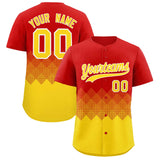 Custom Red Gold Grid Blur Pattern Authentic Baseball Jersey