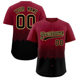 Custom Crimson Black Grid Blur Pattern Authentic Baseball Jersey