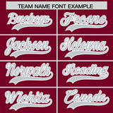 Custom Crimson Silver Grid Blur Pattern Authentic Baseball Jersey