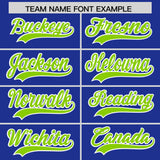 Custom Royal Neon Green Grid Blur Pattern Authentic Baseball Jersey