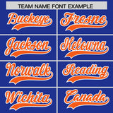 Custom Royal Orange Grid Blur Pattern Authentic Baseball Jersey