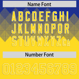 Custom Royal Gold Grid Blur Pattern Authentic Baseball Jersey