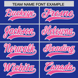 Custom Royal Pink Grid Blur Pattern Authentic Baseball Jersey