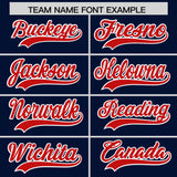 Custom Navy Red Grid Blur Pattern Authentic Baseball Jersey
