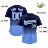 Custom Navy Powder Blue Grid Blur Pattern Authentic Baseball Jersey