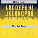 Custom Navy Gold Grid Blur Pattern Authentic Baseball Jersey