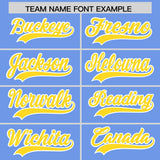 Custom Light Blue Gold Grid Blur Pattern Authentic Baseball Jersey