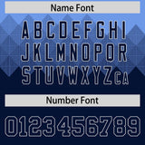 Custom Light Blue Navy Grid Blur Pattern Authentic Baseball Jersey