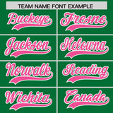 Custom Kelly Green Pink Grid Blur Pattern Authentic Baseball Jersey