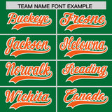 Custom Kelly Green Orange Grid Blur Pattern Authentic Baseball Jersey