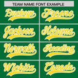Custom Kelly Green Gold Grid Blur Pattern Authentic Baseball Jersey