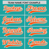 Custom Aqua Orange Grid Blur Pattern Authentic Baseball Jersey