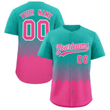 Custom Aqua Pink Grid Blur Pattern Authentic Baseball Jersey