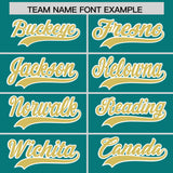 Custom Aqua Old Gold Grid Blur Pattern Authentic Baseball Jersey