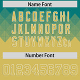 Custom Aqua Old Gold Grid Blur Pattern Authentic Baseball Jersey