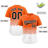 Custom Orange White Grid Blur Pattern Authentic Baseball Jersey