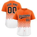 Custom Orange White Grid Blur Pattern Authentic Baseball Jersey
