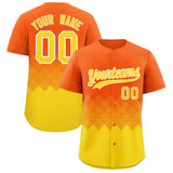Custom Orange Gold Grid Blur Pattern Authentic Baseball Jersey