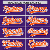 Custom Purple Orange Grid Blur Pattern Authentic Baseball Jersey