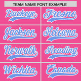 Custom Pink Light Blue Grid Blur Pattern Authentic Baseball Jersey