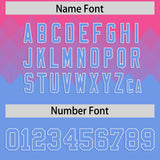 Custom Pink Light Blue Grid Blur Pattern Authentic Baseball Jersey