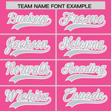 Custom Pink Silver Grid Blur Pattern Authentic Baseball Jersey