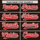 Custom Brown Red Grid Blur Pattern Authentic Baseball Jersey