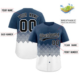 Custom Midnight Blue White Grid Blur Pattern Authentic Baseball Jersey