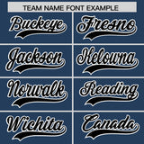 Custom Midnight Blue White Grid Blur Pattern Authentic Baseball Jersey