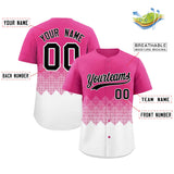 Custom Rose Red White Grid Blur Pattern Authentic Baseball Jersey