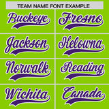 Custom Neon Green Purple Grid Blur Pattern Authentic Baseball Jersey