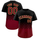 Custom Black Crimson Grid Blur Pattern Authentic Baseball Jersey