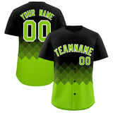 Custom Black Neon Green Grid Blur Pattern Authentic Baseball Jersey