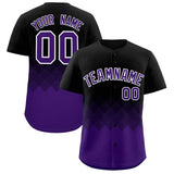 Custom Black Purple Grid Blur Pattern Authentic Baseball Jersey