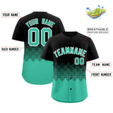 Custom Black Bright Green Grid Blur Pattern Authentic Baseball Jersey