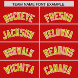 Custom Red Old Gold Grid Blur Pattern Authentic Baseball Jersey