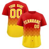 Custom Red Gold Grid Blur Pattern Authentic Baseball Jersey