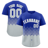 Custom Royal White Grid Blur Pattern Authentic Baseball Jersey