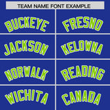 Custom Royal Neon Green Grid Blur Pattern Authentic Baseball Jersey