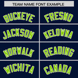 Custom Navy Neon Green Grid Blur Pattern Authentic Baseball Jersey