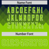 Custom Navy Neon Green Grid Blur Pattern Authentic Baseball Jersey