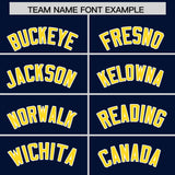 Custom Navy Gold Grid Blur Pattern Authentic Baseball Jersey