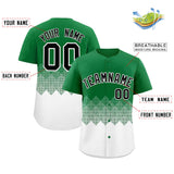 Custom Kelly Green White Grid Blur Pattern Authentic Baseball Jersey